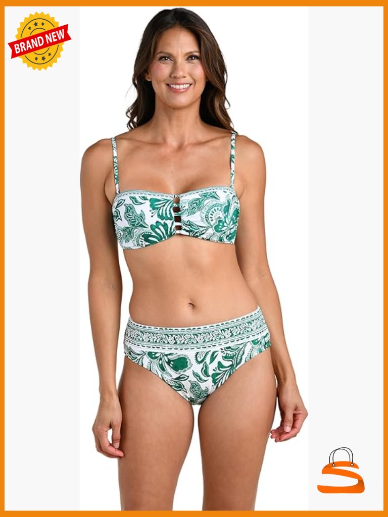 Size 10 Nylon Blend Bandeau Bikini Top With Removable Straps